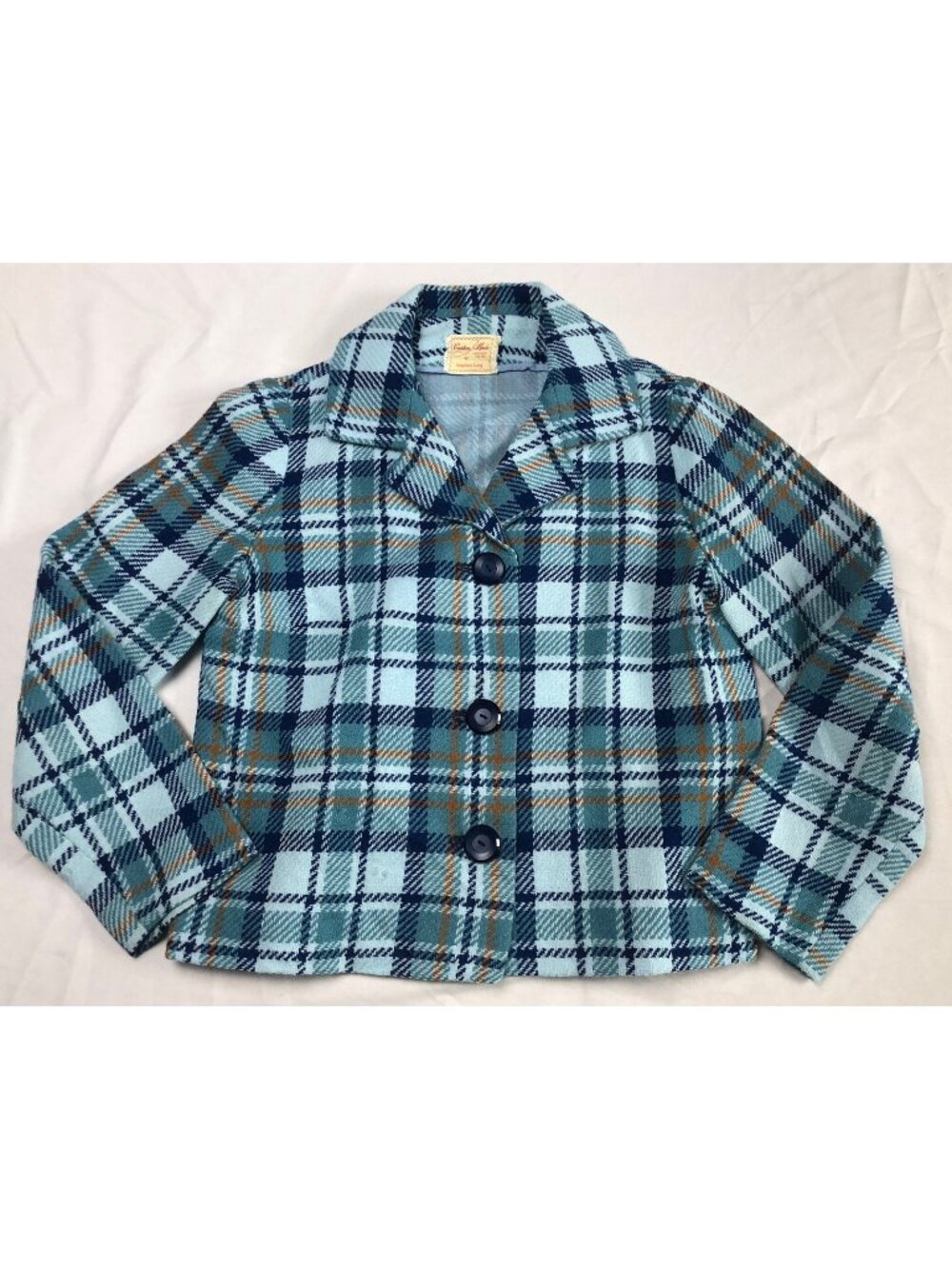 Custom Made By Neuphene Lorey Blazer Jacket Woman Vintage Plaid Size Small Blue